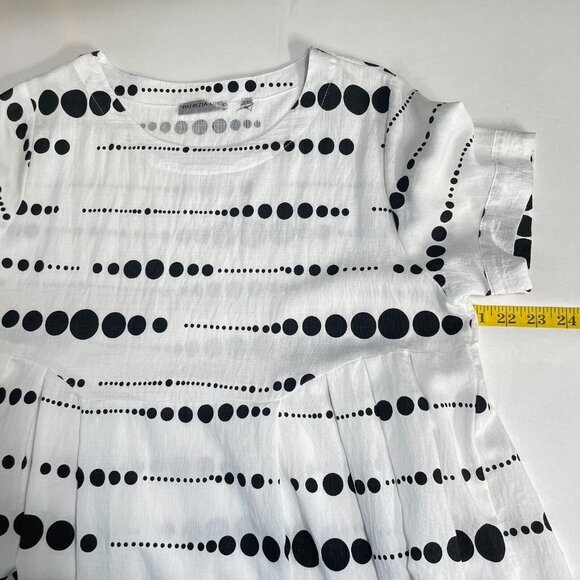 Patrizia Luca Polka Dot Top Womens S/M Medium Peplum Short Sleeve - Picture 11 of 12